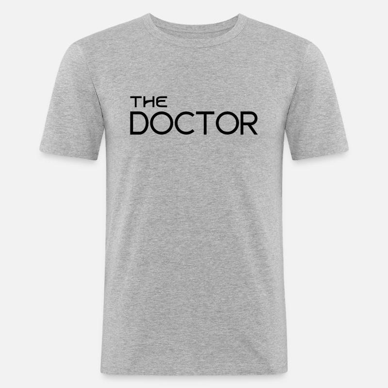 Der Doktor - Männer Slim Fit T-Shirt - Grau meliert