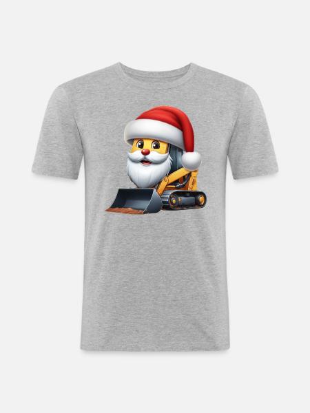 Kompaktlader Weihnachtsmann - Männer Slim Fit T-Shirt - Grau meliert