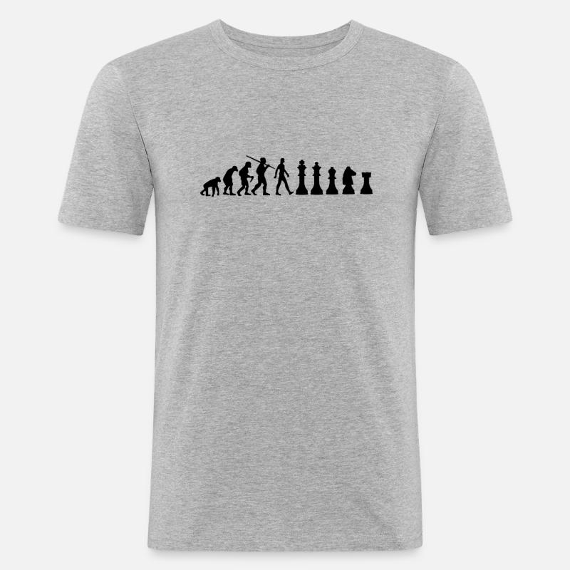 Chess Evolution Schach - Männer Slim Fit T-Shirt - Grau meliert