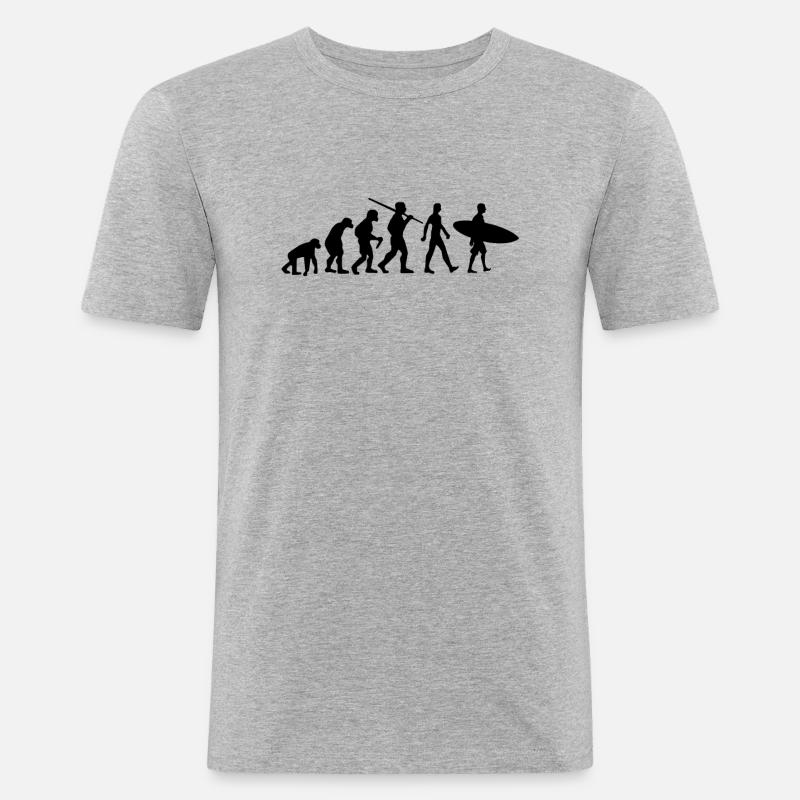 Surfer Evolution Surfing - Men's Slim Fit T-Shirt - heather grey