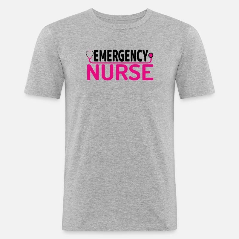 Notfall Krankenschwester - Männer Slim Fit T-Shirt - Grau meliert