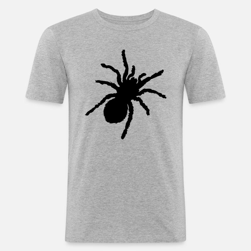 spinne silhouette - Männer Slim Fit T-Shirt - Grau meliert