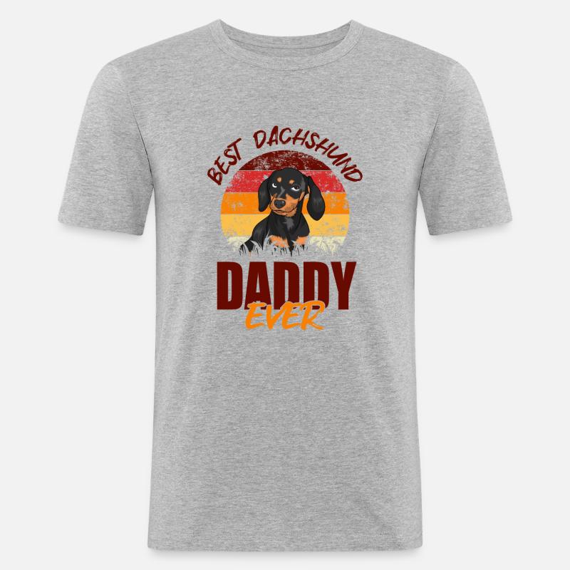 Bester Dackel-Daddy aller Zeiten - Männer Slim Fit T-Shirt - Grau meliert