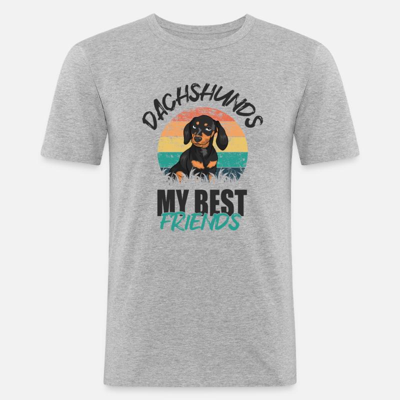 Dackel - Männer Slim Fit T-Shirt - Grau meliert