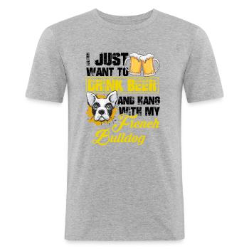 Bier Trinken - Männer Slim Fit T-Shirt - Grau meliert - Vorne - Nik (191cm)