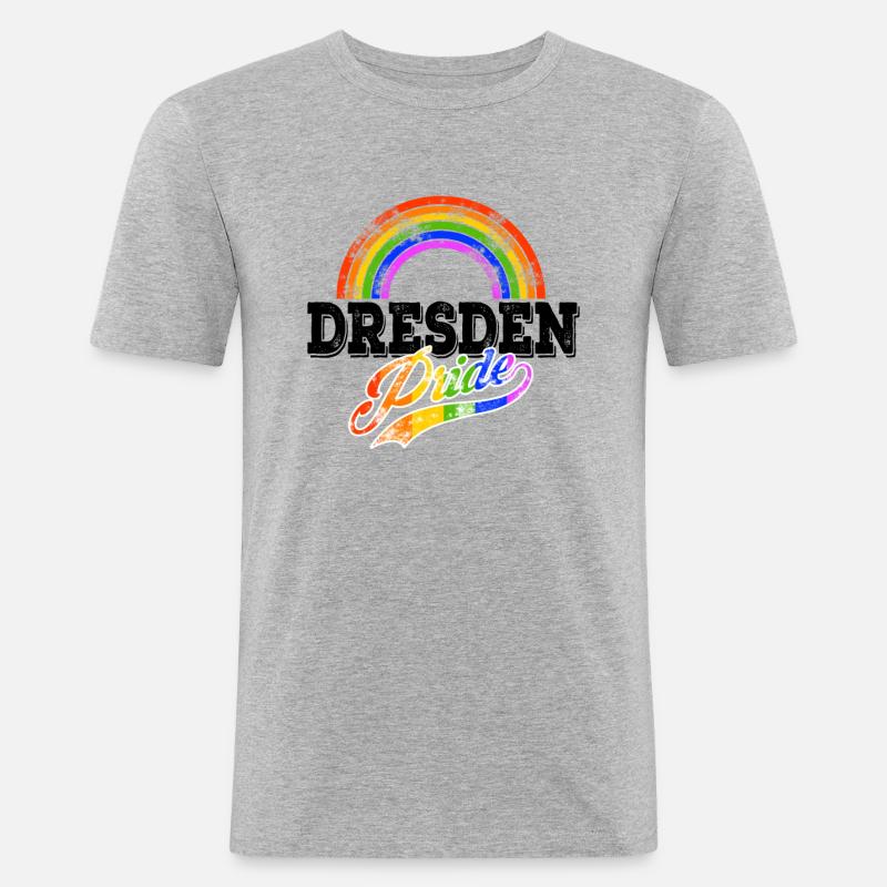 Pride Dresden - Männer Slim Fit T-Shirt - Grau meliert