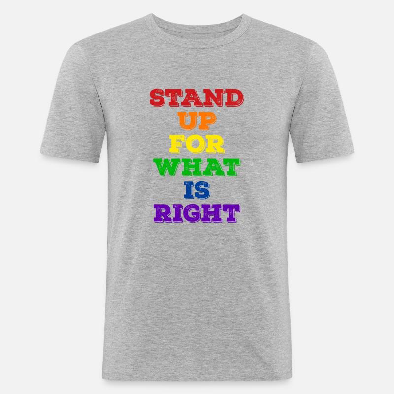 Pride LGBT Statement - Männer Slim Fit T-Shirt - Grau meliert