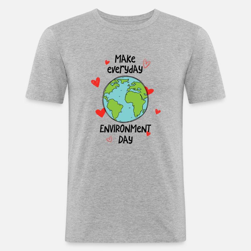 Make everyday environment day - Männer Slim Fit T-Shirt - Grau meliert