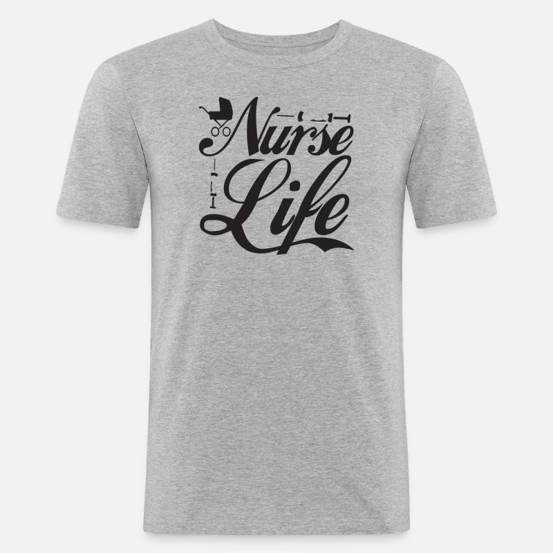 Krankenschwester Leben - Männer Slim Fit T-Shirt - Grau meliert