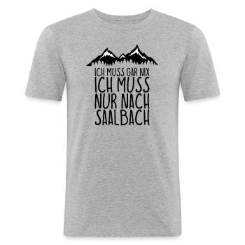 Je n’ai rien à faire, je dois juste aller à SAALBACH - T-shirt près du corps Homme - gris chiné - Devant - Nik (191cm)
