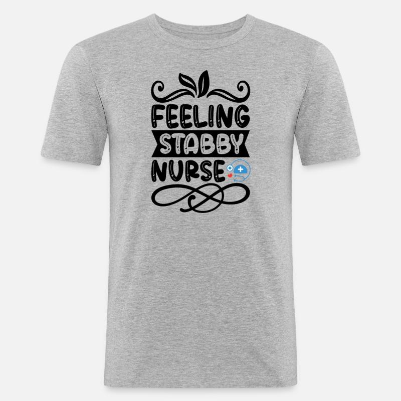 Pieksige Krankenschwester - Männer Slim Fit T-Shirt - Grau meliert