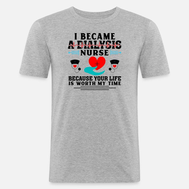 Ich bin eine Dialyseschwester - Männer Slim Fit T-Shirt - Grau meliert