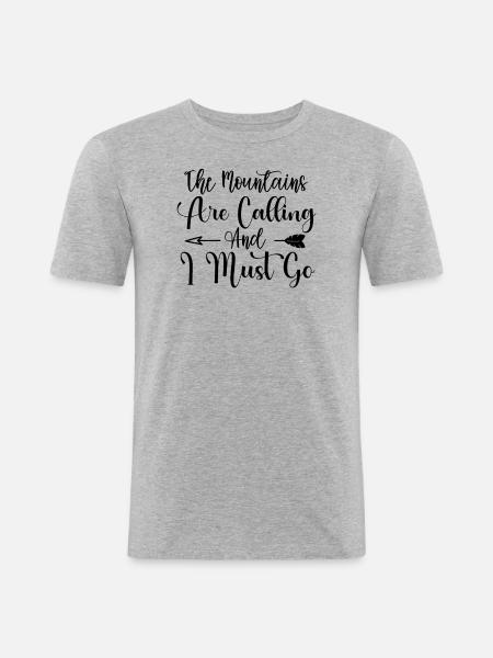 Die Berge rufen Wandershirt - Männer Slim Fit T-Shirt - Grau meliert