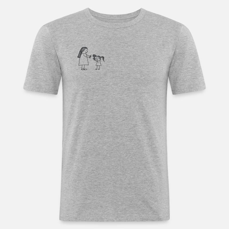 Mutter und Tochter - Männer Slim Fit T-Shirt - Grau meliert