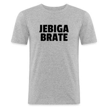Jebiga Brate - Männer Slim Fit T-Shirt - Grau meliert - Vorne - Nik (191cm)