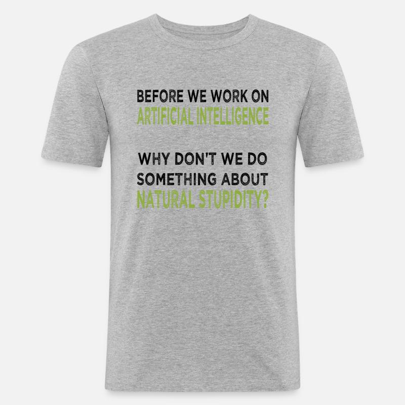 Künstliche Intelligenz - Männer Slim Fit T-Shirt - Grau meliert