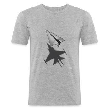 Jet de papier - T-shirt près du corps Homme - gris chiné - Devant - Nik (191cm)