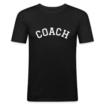 Coach - Männer Slim Fit T-Shirt - Schwarz - Vorne - Nik (191cm)