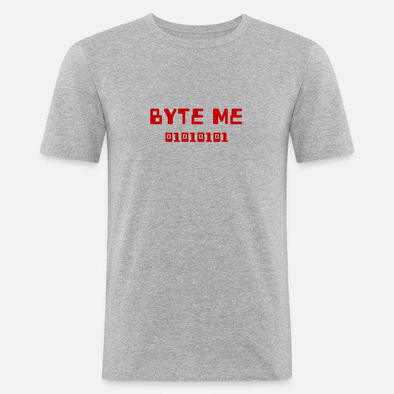 BYTE me - Männer Slim Fit T-Shirt - Grau meliert