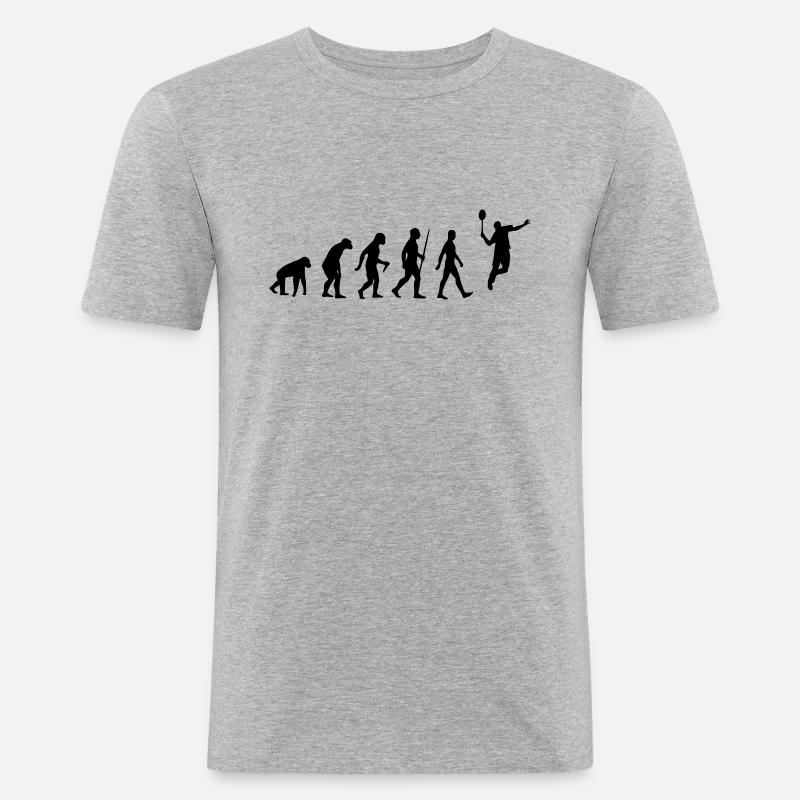 Evolution - badminton, badminton, human, monkey - Men's Slim Fit T-Shirt - heather grey