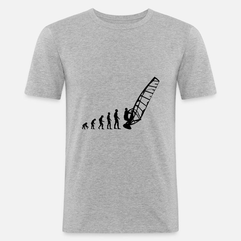 Windsurfer Surfen Windsurfen Windsurfing Evolution - Männer Slim Fit T-Shirt - Grau meliert