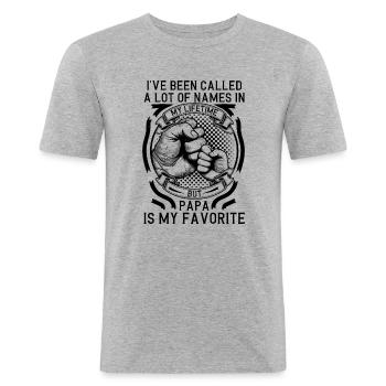 Dad Father Son Gift Idea Called A Lot Of Names - Men's Slim Fit T-Shirt - heather grey - Front - Nik (191cm)