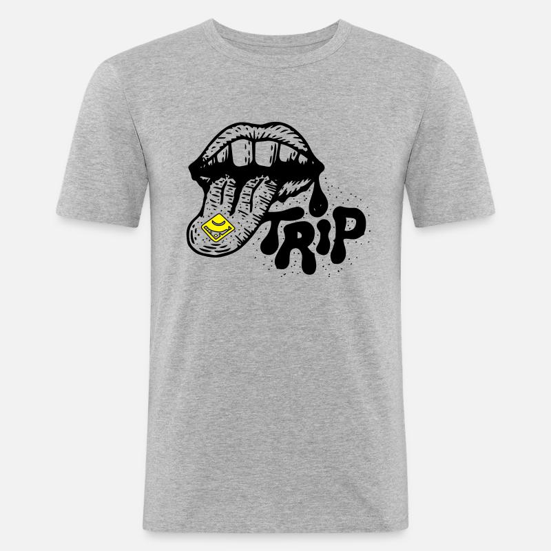 Ecstasy Trip - Männer Slim Fit T-Shirt - Grau meliert