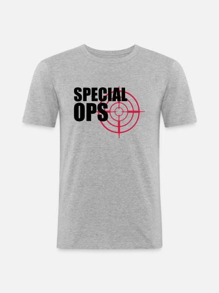 Special Ops Fadenkreuz - Männer Slim Fit T-Shirt - Grau meliert