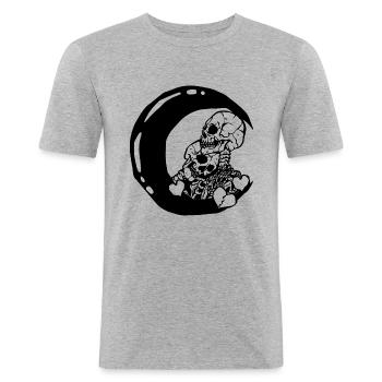 Schwarzer Mond Liebe Skelette - Männer Slim Fit T-Shirt - Grau meliert - Vorne - Nik (191cm)