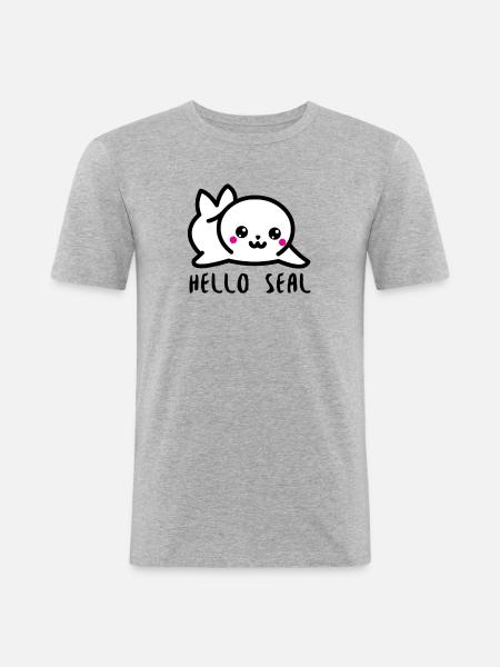 Hello Seal - Men's Slim Fit T-Shirt - heather grey
