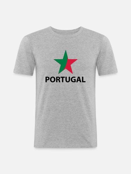 star portugal - Männer Slim Fit T-Shirt - Grau meliert