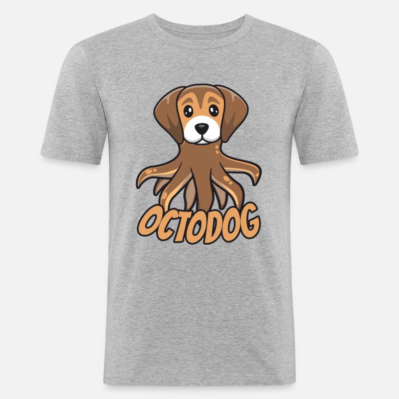 Octodog Octopus Hund Süß Haustier - Männer Slim Fit T-Shirt - Grau meliert