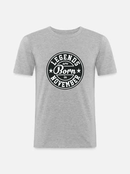 Legends born born birthday gift Gebu - Men's Slim Fit T-Shirt - heather grey
