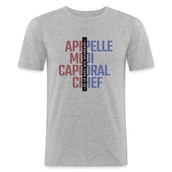 APPELLE MOI CAPORAL-CHEF - T-shirt près du corps Homme - gris chiné - Devant - Nik (191cm)