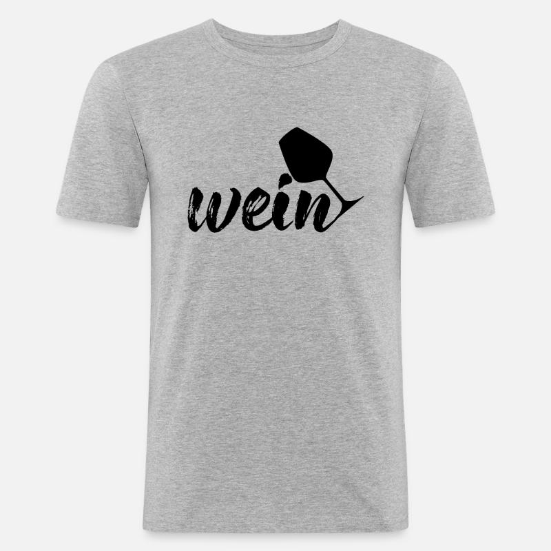 Wein, schwarz - Männer Slim Fit T-Shirt - Grau meliert