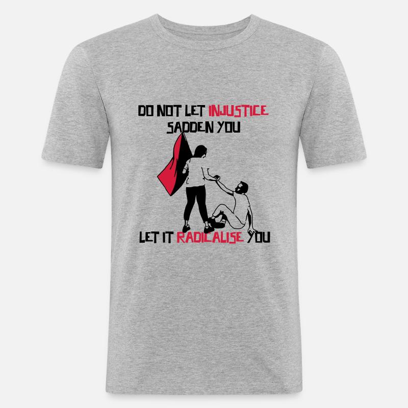 Radikalisiert euch! - Männer Slim Fit T-Shirt - Grau meliert