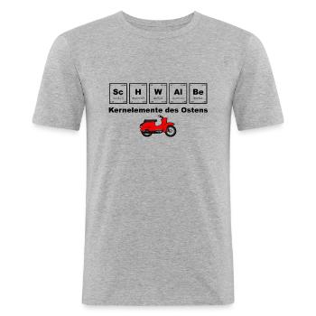 Schwalbe KR51 Rot Chemische Elemente des Ostens - Männer Slim Fit T-Shirt - Grau meliert - Vorne - Nik (191cm)