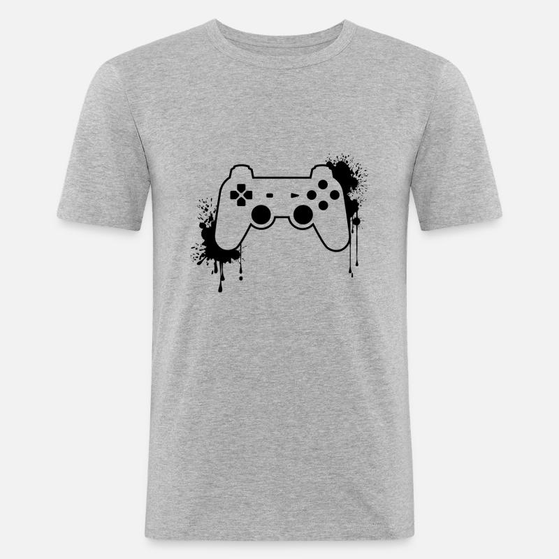 CONTROLLER in schwarz - Männer Slim Fit T-Shirt - Grau meliert