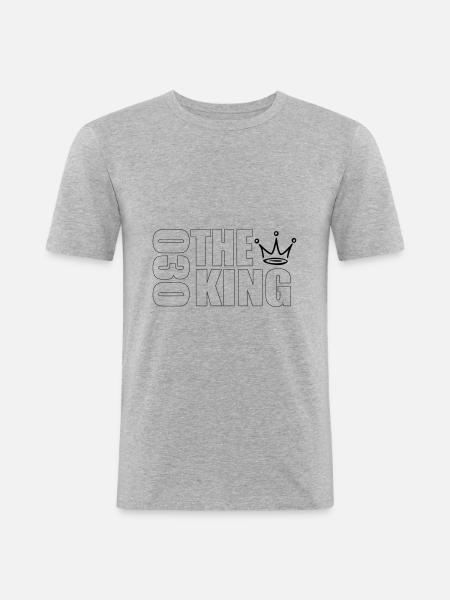 The King 030 - Männer Slim Fit T-Shirt - Grau meliert