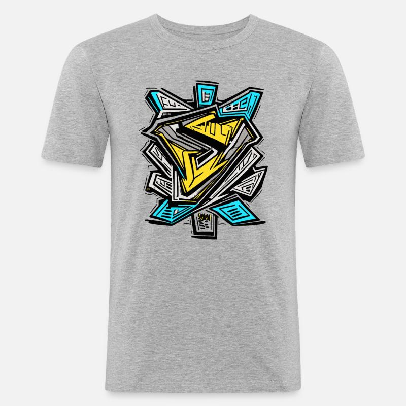 Cooles Graffiti Design - Männer Slim Fit T-Shirt - Grau meliert