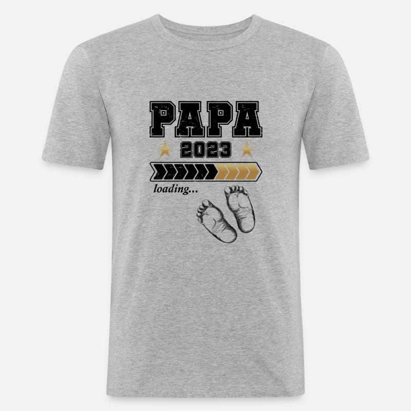 Werdender Papa 2023 - Männer Slim Fit T-Shirt - Grau meliert