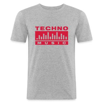 Techno Music - Männer Slim Fit T-Shirt - Grau meliert - Vorne - Nik (191cm)