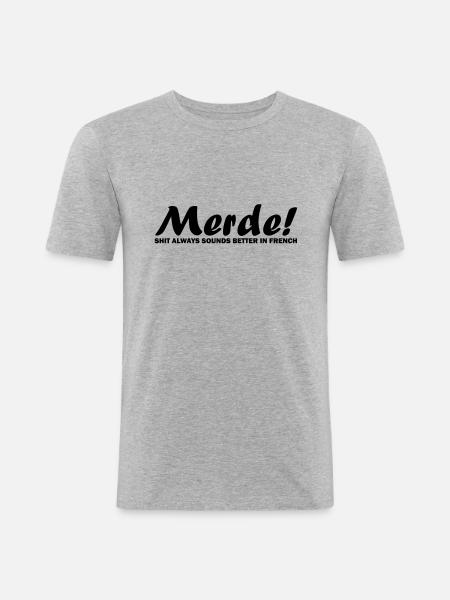 Merde! - Men's Slim Fit T-Shirt - heather grey