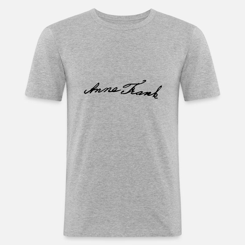 Firma di Anne Frank - Maglietta aderente da uomo - grigio melange