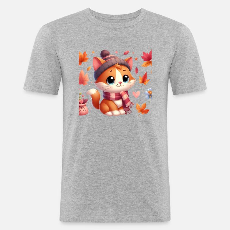 Herbst Kat4 - Männer Slim Fit T-Shirt - Grau meliert