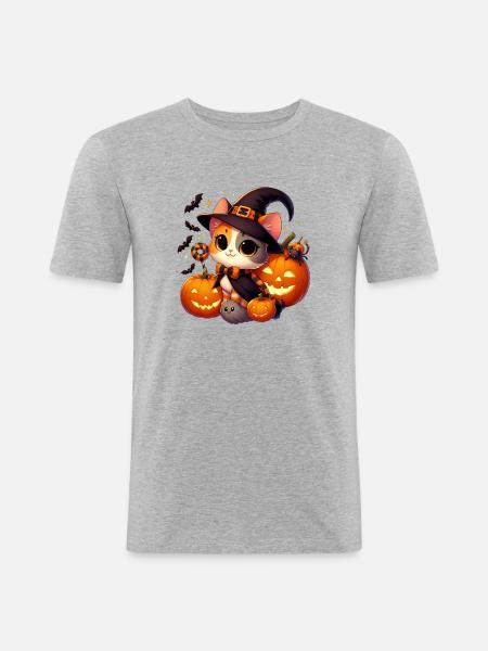 chhalloween2 - Männer Slim Fit T-Shirt - Grau meliert