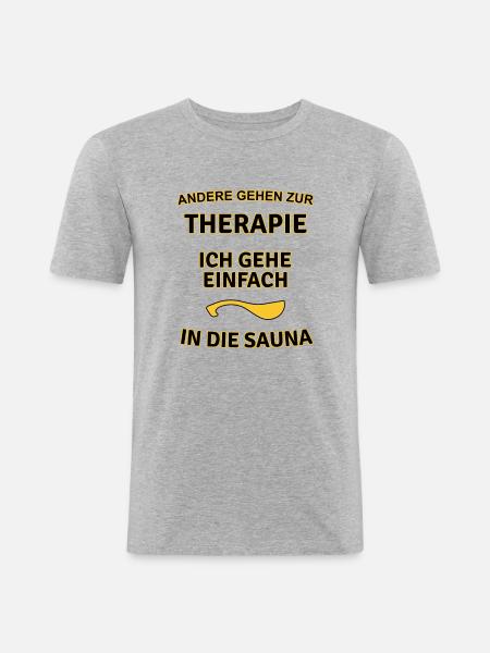 Sauna Sauna Sauna Sauna Therapy Prezent (0284) - Obcisła koszulka męska - szary melanż