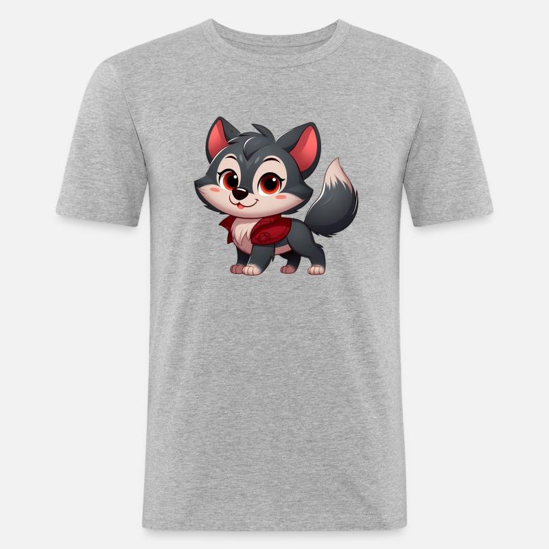 Wolf 9 - Männer Slim Fit T-Shirt - Grau meliert