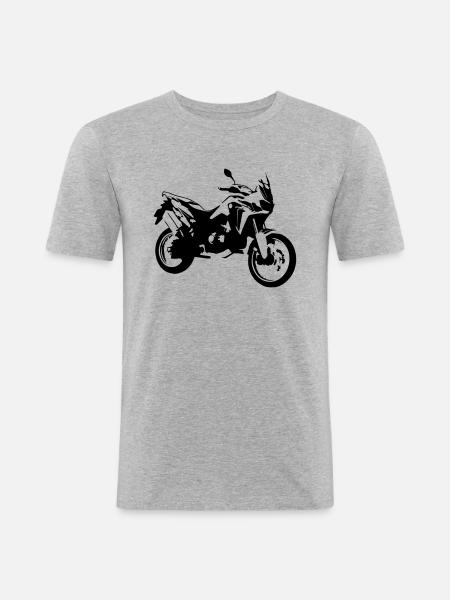 africa twin_einfarbig - Männer Slim Fit T-Shirt - Grau meliert