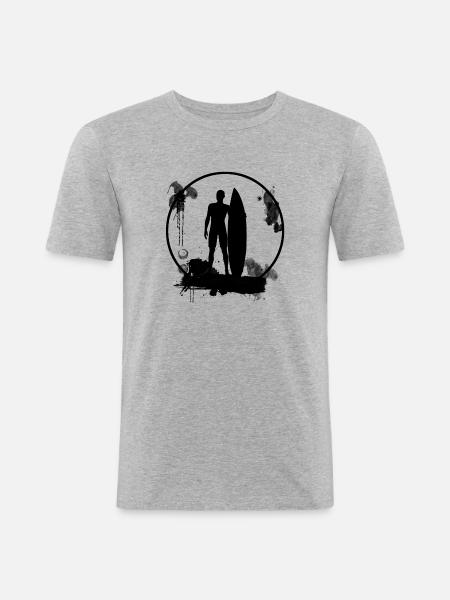 Surfing: surfers with surfboard - Men's Slim Fit T-Shirt - heather grey